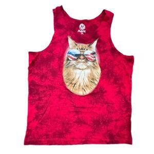 Hybrid Tees Red Majestic Cat Tank Top - XL